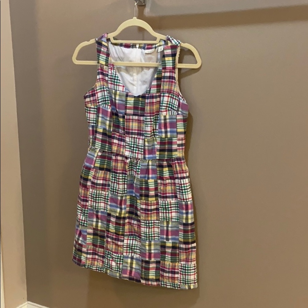 Plaid sleeveless short dress